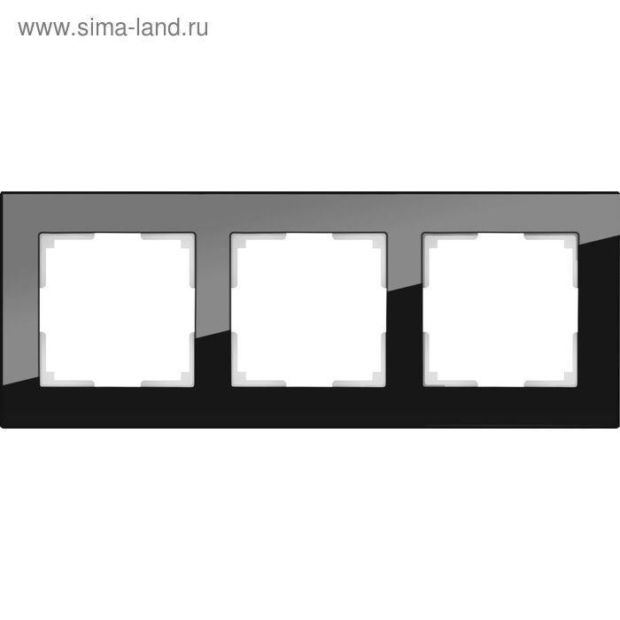 Рамка на 3 поста WL01-Frame-03, цвет черный, материал стекло