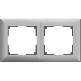 Рамка на 2 поста  WL14-Frame-02, цвет серебряный