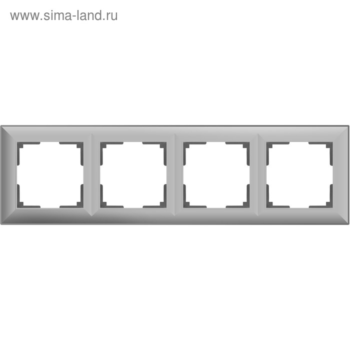 Рамка на 4 поста WL14-Frame-04, цвет серебряный