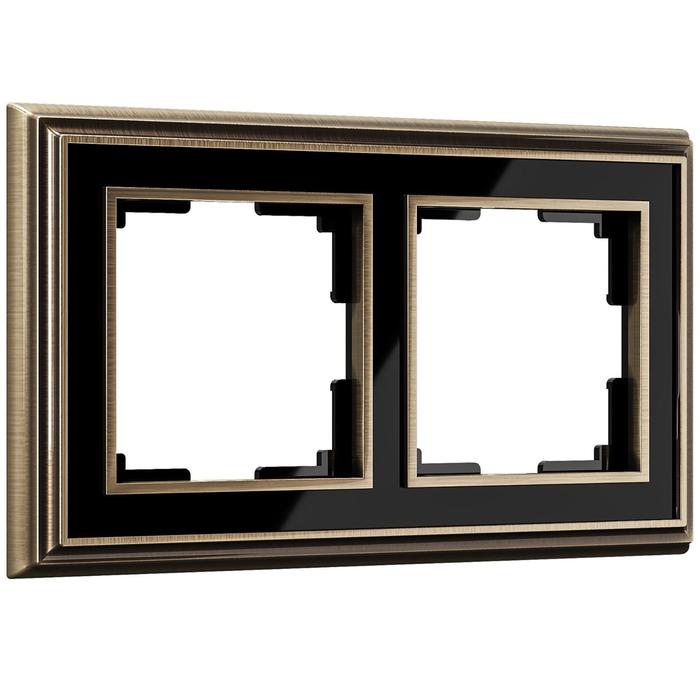 Рамка на 2 поста  WL17-Frame-02, цвет черный, бронза