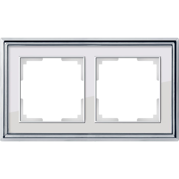 Рамка на 2 поста  WL17-Frame-02, цвет белый, хром