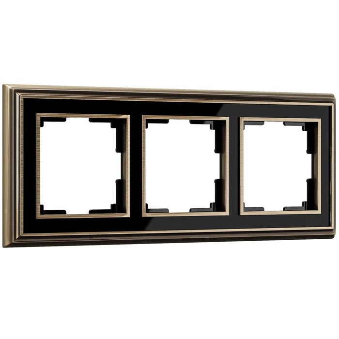 Рамка на 3 поста  WL17-Frame-03, цвет черный, бронза