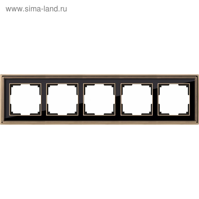 Рамка на 5 постов  WL17-Frame-05, цвет черный, золото