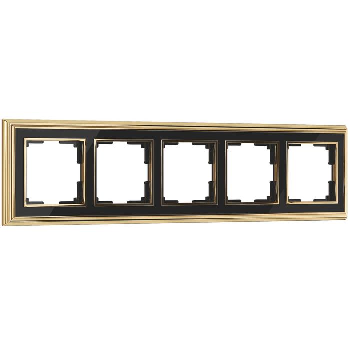 Рамка на 5 постов  WL17-Frame-05, цвет черный, золото