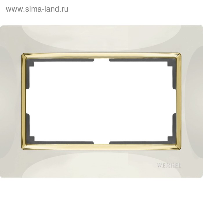 Рамка для двойной розетки WL03-Frame-01-DBL-ivory-GD, цвет золото, слоновая кость рамка на 2 поста wl03 frame 02 ivory gd цвет золото слоновая кость
