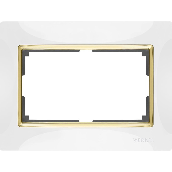 Рамка для двойной розетки  WL03-Frame-01-DBL-white-GD, цвет золото, белый
