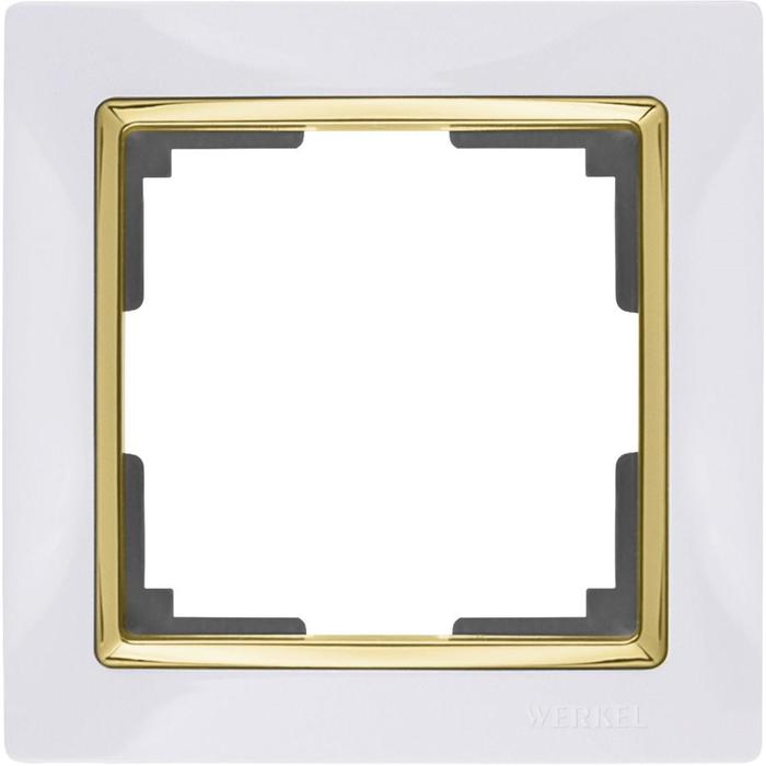 Рамка на 1 пост  WL03-Frame-01-white-GD, цвет золото, белый