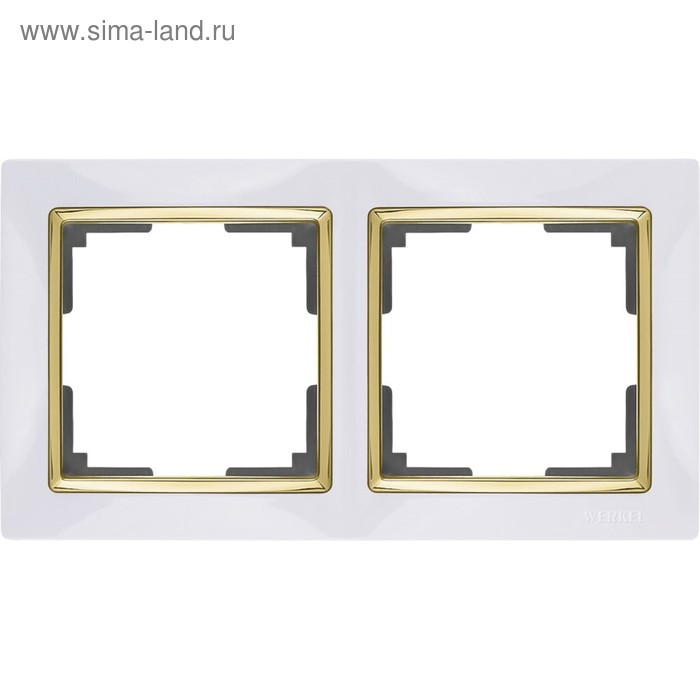 

Рамка на 2 поста WL03-Frame-02-white-GD, цвет золото, белый