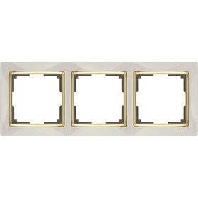 Рамка на 3 поста  WL03-Frame-03-ivory-GD, цвет золото, слоновая кость