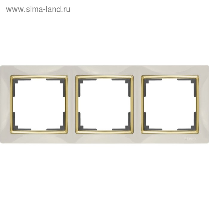 Рамка на 3 поста  WL03-Frame-03-ivory-GD, цвет золото, слоновая кость
