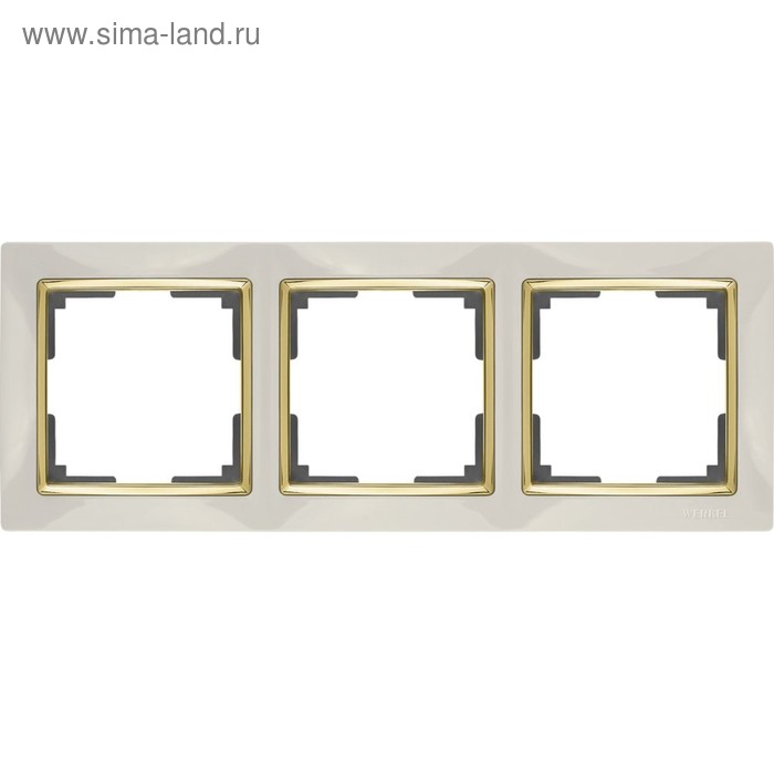 Рамка на 3 поста WL03-Frame-03-ivory-GD, цвет золото, слоновая кость рамка на 4 поста wl03 frame 04 ivory gd цвет золото слоновая кость