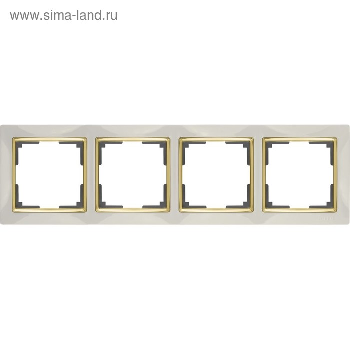Рамка на 4 поста WL03-Frame-04-ivory-GD, цвет золото, слоновая кость рамка на 5 постов wl03 frame 05 ivory gd цвет золото слоновая кость