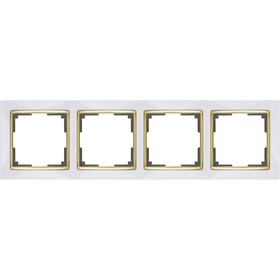 Рамка на 4 поста  WL03-Frame-04-white-GD, цвет золото, белый