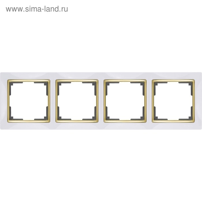 

Рамка на 4 поста WL03-Frame-04-white-GD, цвет золото, белый