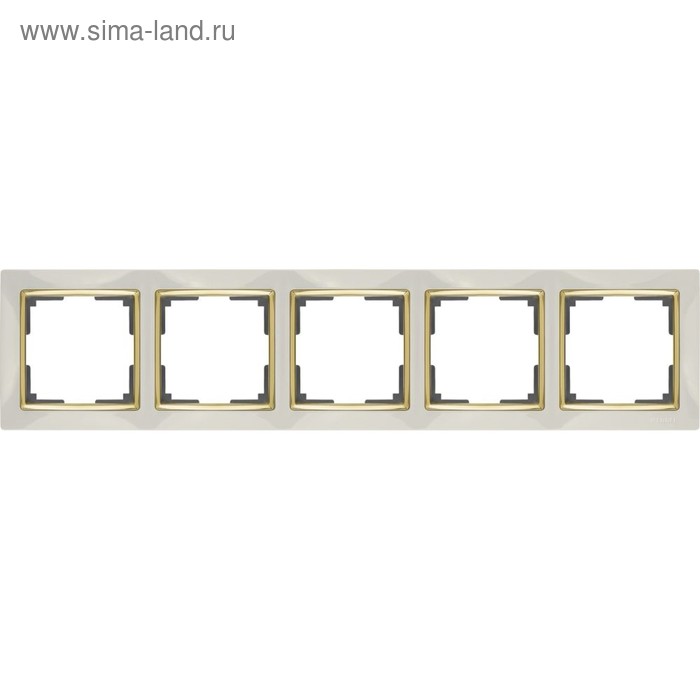 Рамка на 5 постов  WL03-Frame-05-ivory-GD, цвет золото, слоновая кость