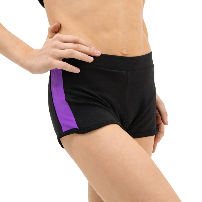 Шорты с лампасами, размер 30, цвет чёрный-фиолет