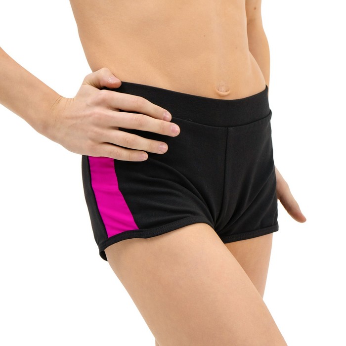 Шорты с лампасами, размер 38, цвет чёрный-фуксия