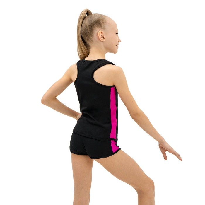 Шорты с лампасами, размер 38, цвет чёрный-фуксия