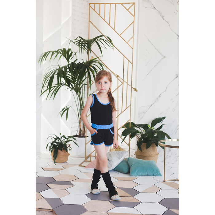 Шорты с окантовкой, размер 32, цвет чёрный-бирюза