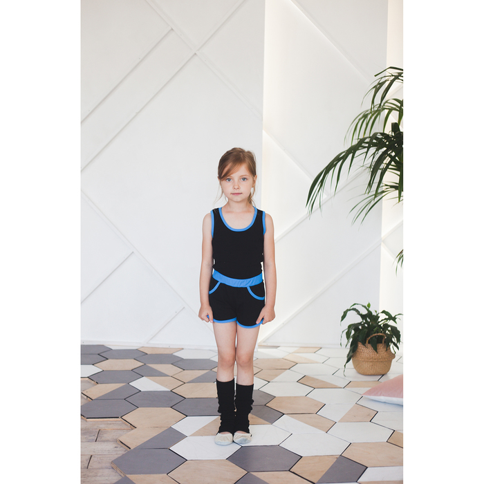 Шорты с окантовкой, размер 34, цвет чёрный-бирюза