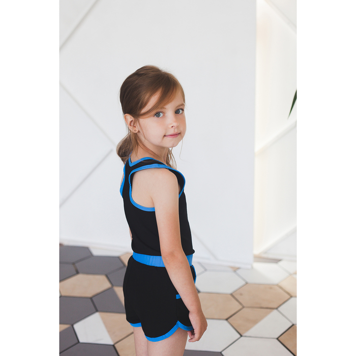 Шорты с окантовкой, размер 38, цвет чёрный-бирюза