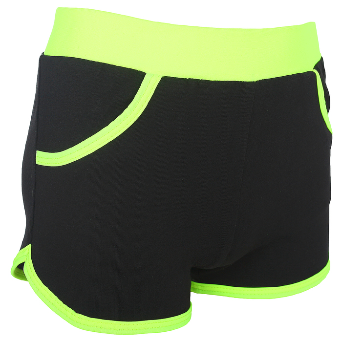 Шорты с окантовкой, размер 32, цвет чёрный-лимон