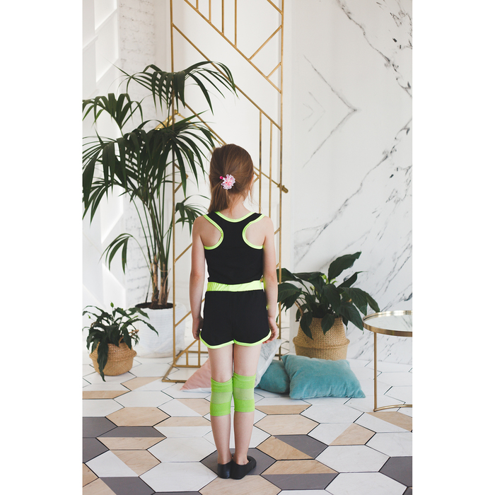 Шорты с окантовкой, размер 34, цвет чёрный-лимон