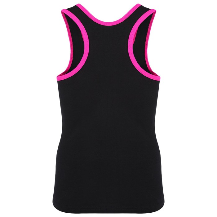 Майка-борцовка с окантовкой, размер 32, цвет чёрный-фуксия