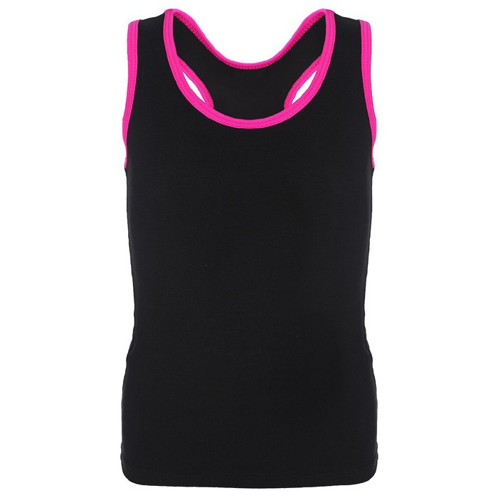 Майка-борцовка с окантовкой, размер 38, цвет чёрный-фуксия