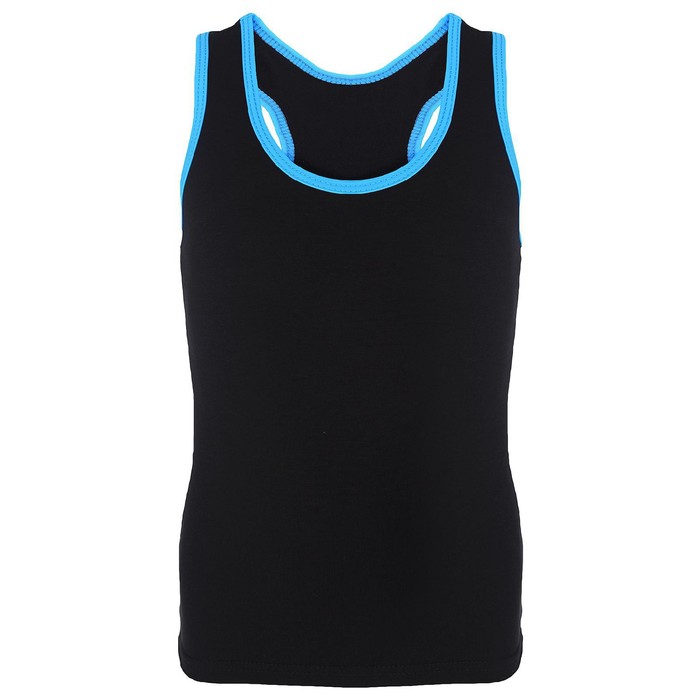 Майка-борцовка с окантовкой, размер 38, цвет чёрный-бирюза