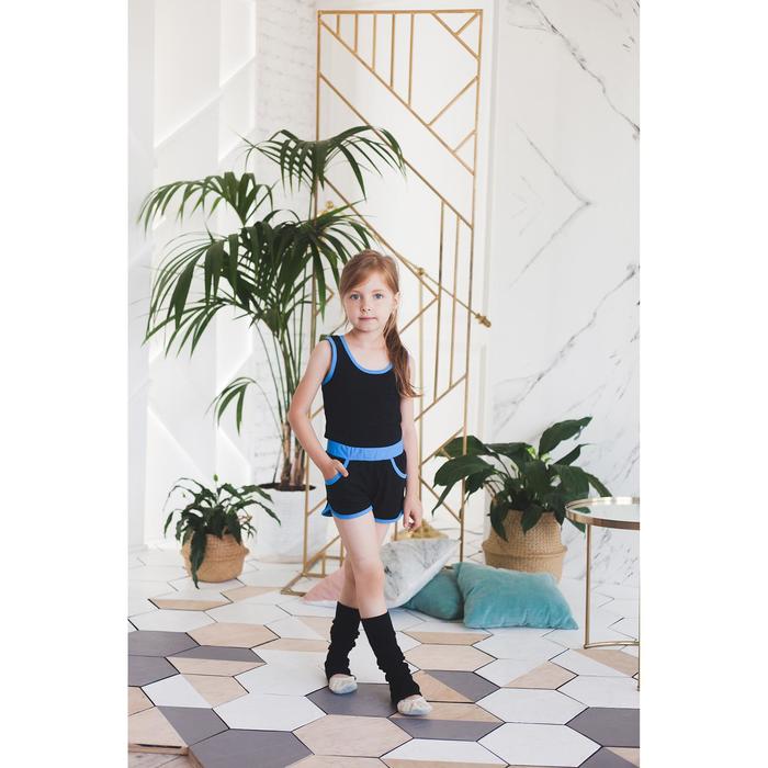 Майка-борцовка с окантовкой, размер 42, цвет чёрный-бирюза