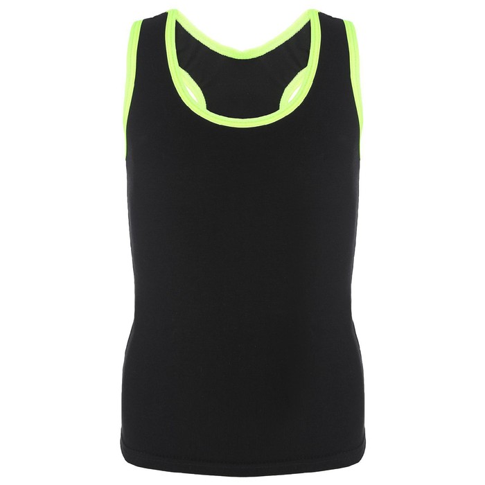 Майка-борцовка с окантовкой, размер 42, цвет чёрный-лимон