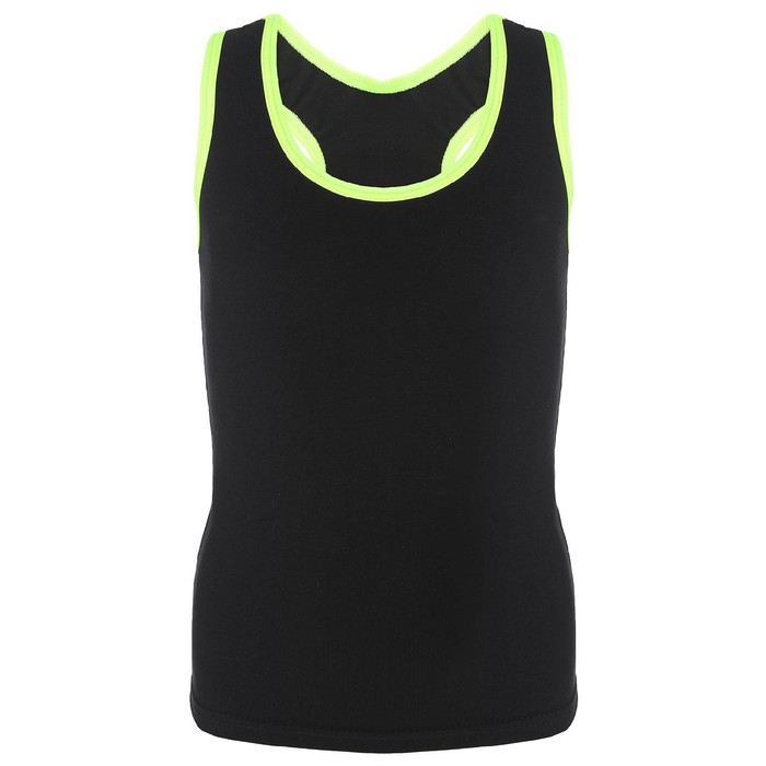 Майка-борцовка с окантовкой, размер 28, цвет чёрный-лимон