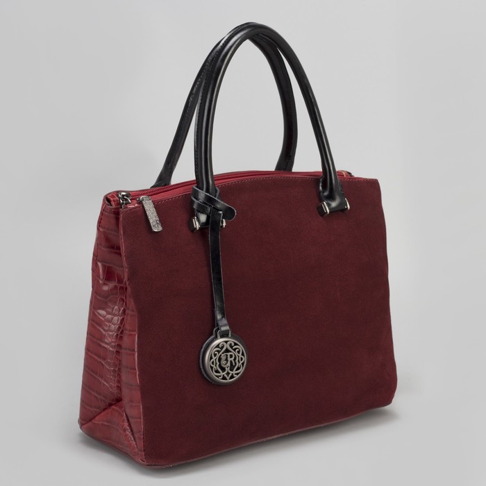 Сумка женская, 2 отдела на молниях, наружный карман, цвет красный