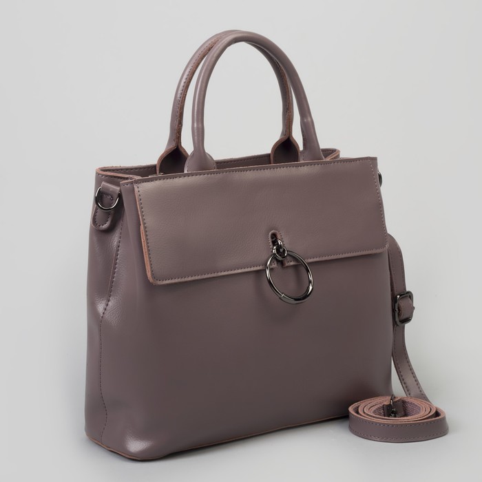 Сумка женская, отдел с перегородкой, 2 наружных кармана, длинный ремень, цвет пудровый