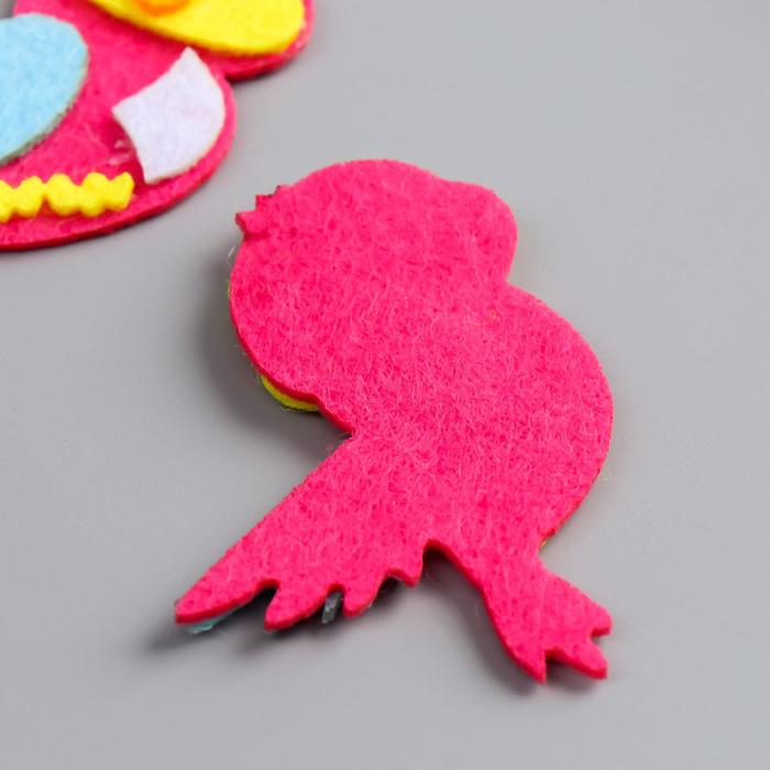 Декор для творчества войлок "Попугайчики" набор 2 шт 7,4х4,5 см