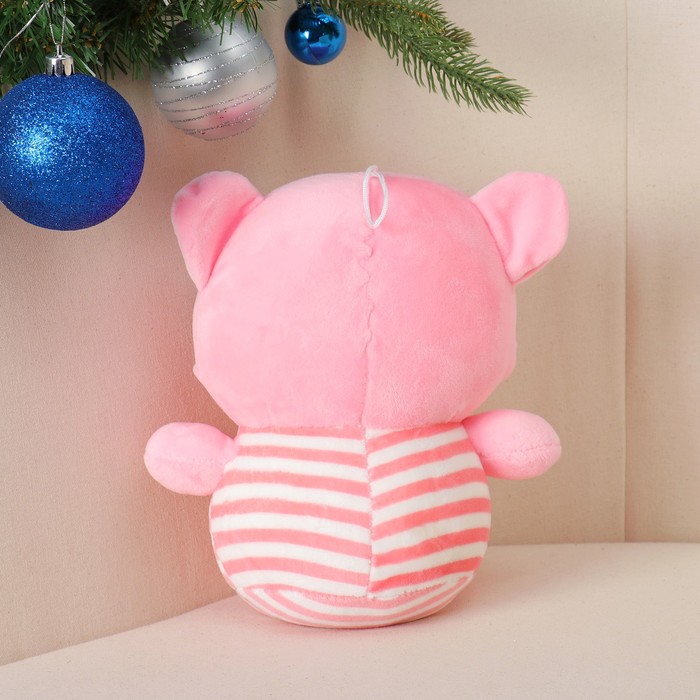 Мягкая игрушка "Свинка" на голове цветочек" цвета микс