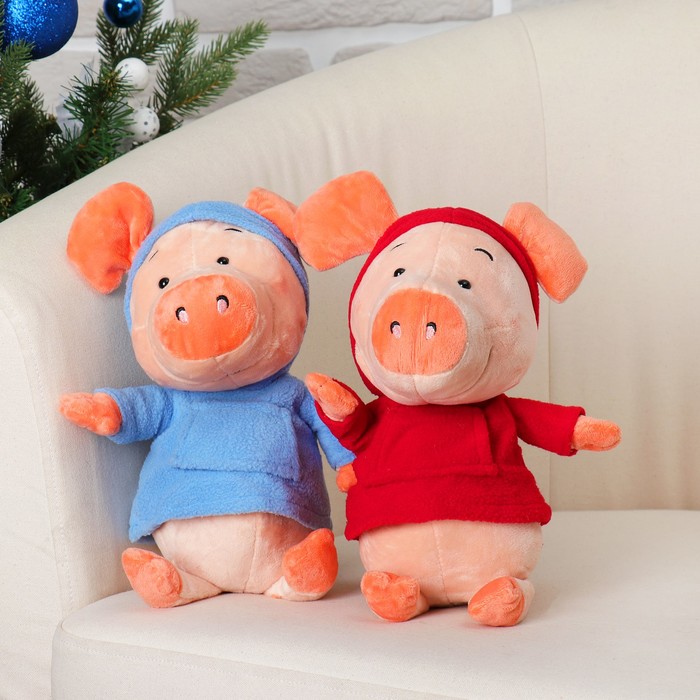 Мягкая игрушка "Поросёнок в толстовке" цвета микс