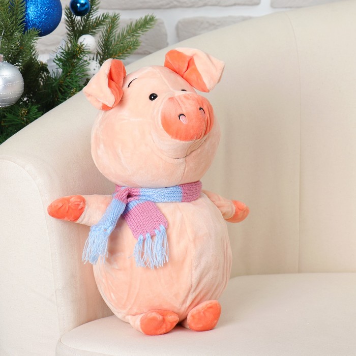 Мягкая игрушка "Свинка" шарф в полоску