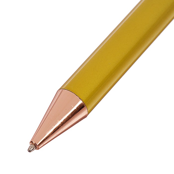 Ручка подарочная шариковая в кожзам футляре поворотная Золотой лайм