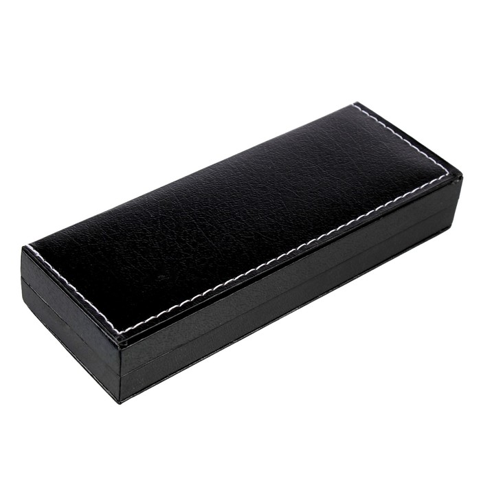 Ручка подарочная шариковая в кожзам футляре Розовое золото с полосками