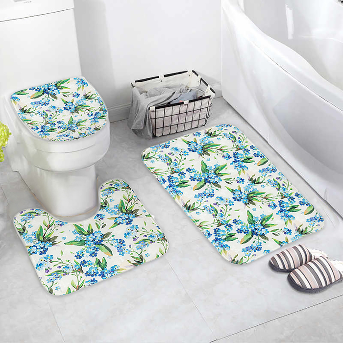 Набор ковриков для ванной и туалета 3 шт "Незабудки"
