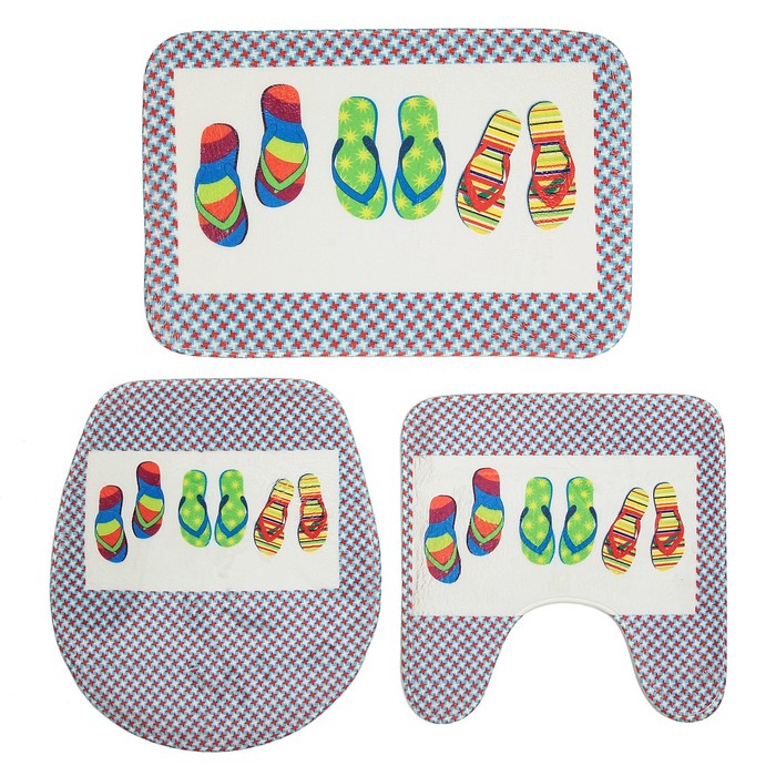 Набор ковриков для ванной и туалета 3 шт "Сланцы"