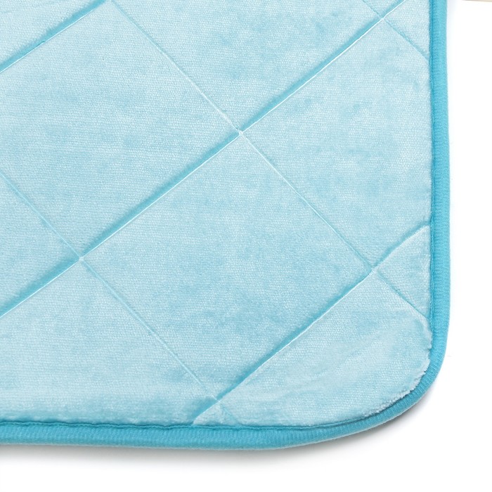 Набор ковриков для ванной и туалета 2 шт "Ромбы", цвет голубой