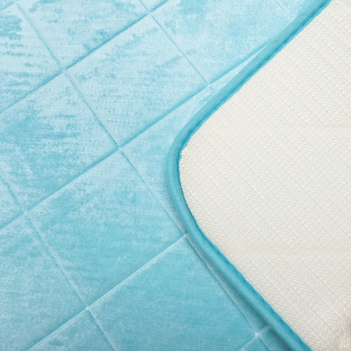 Набор ковриков для ванной и туалета 2 шт "Ромбы", цвет голубой