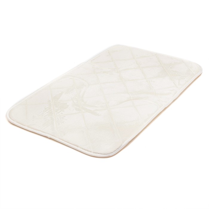 Набор ковриков для ванной и туалета 2 шт "Ромбы", цвет молочный