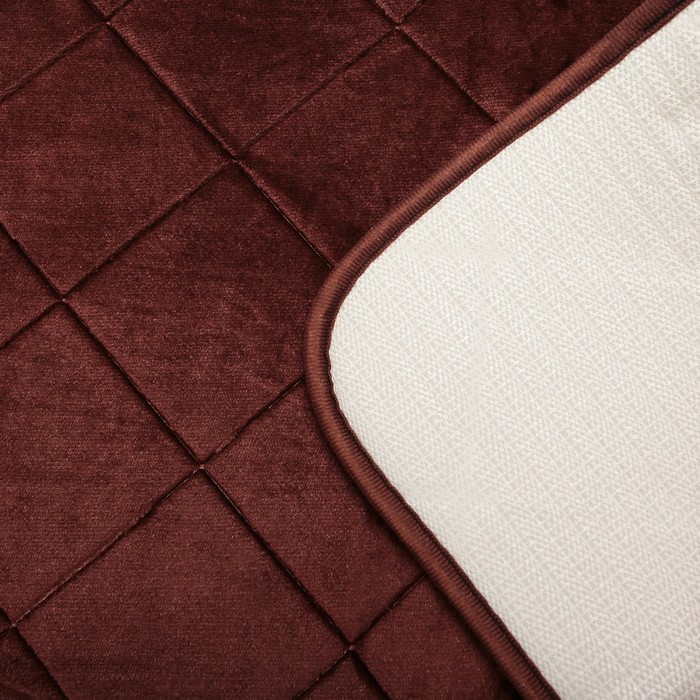 Набор ковриков для ванной и туалета 2 шт "Ромбы", цвет коричневый