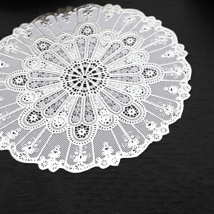 Салфетка ажурная ПВХ d15 см "Веер" серебро