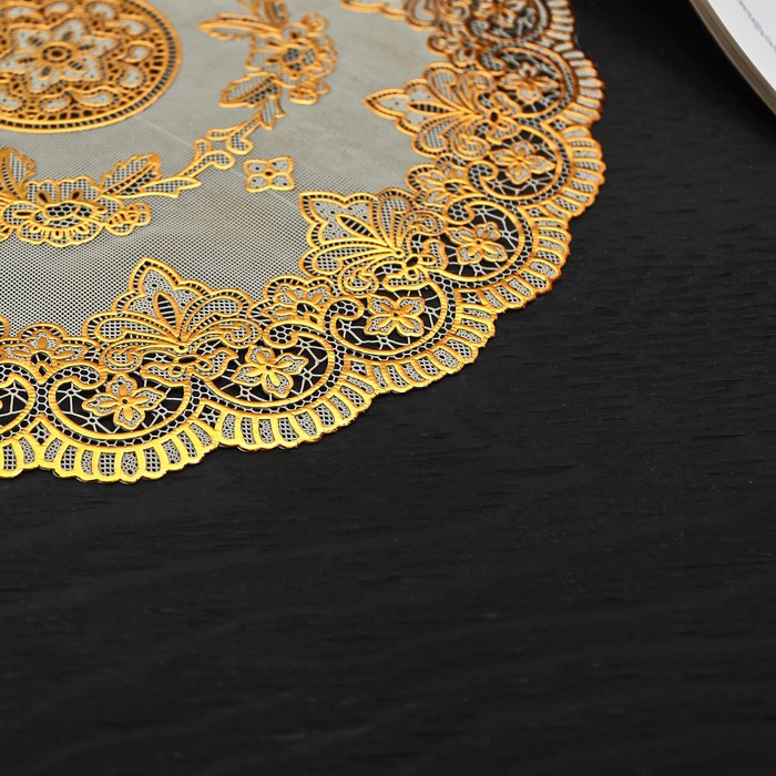 Салфетка ажурная ПВХ 30x30 "Цветок" золото