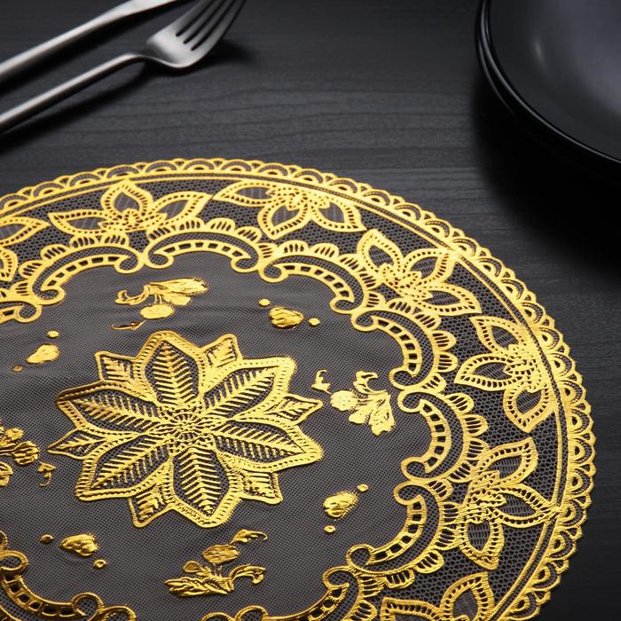 Салфетка ажурная ПВХ 30х30 см "Лучи" золото